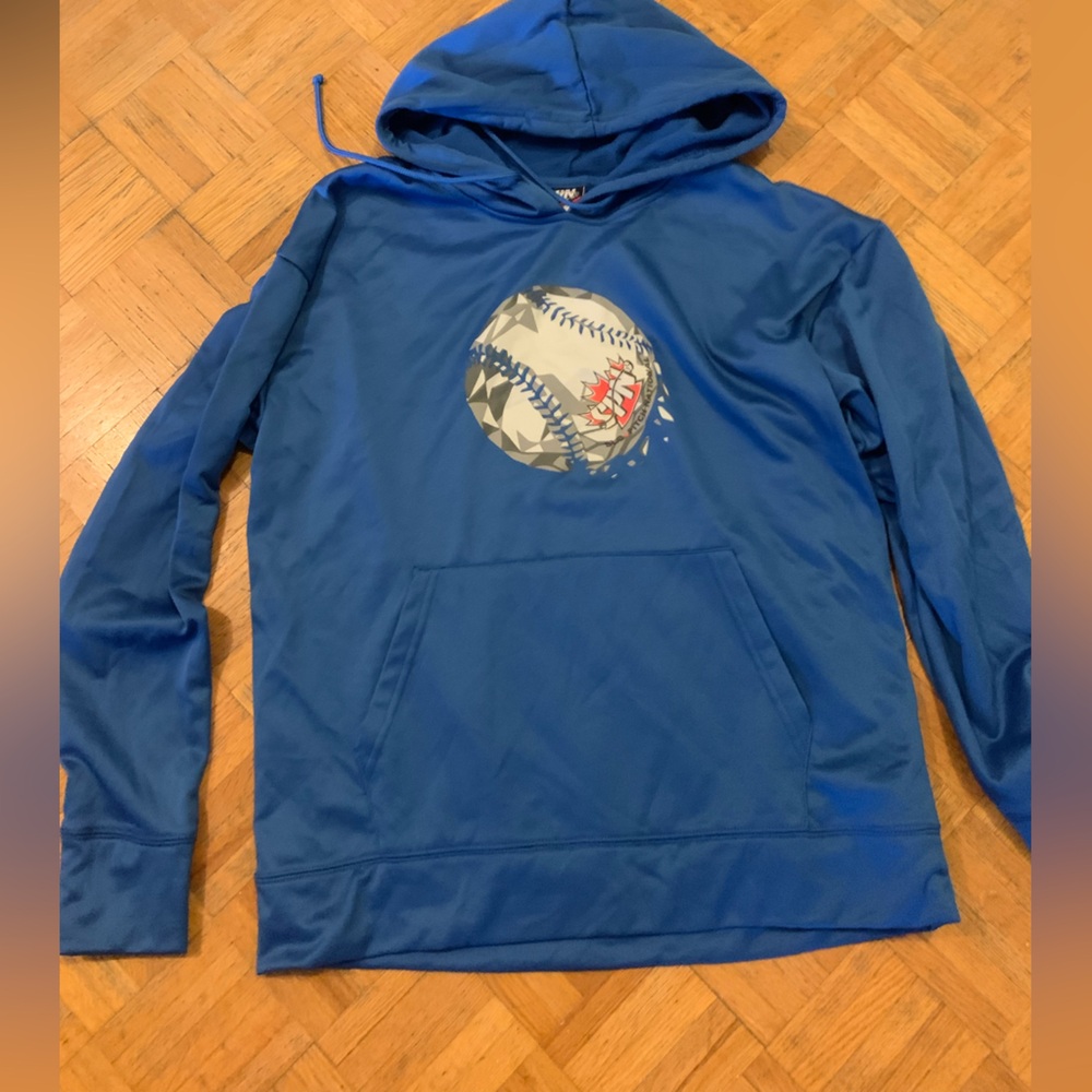 Blue Hoodie with Baseball Graphic